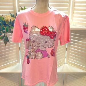 HELLO KITTY NEW BLING PINK TEE SIZE MED
